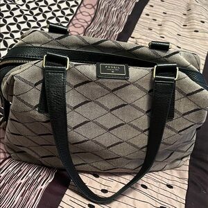 Fossil Black and Cream Satchel convertible shoulder bag